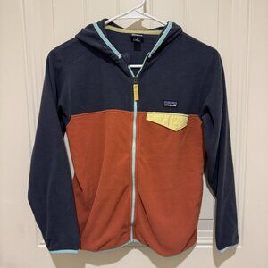 Patagonia Kids Fleece Jacket in Navy/Orange - Medium (10)